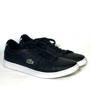 Lacoste Men's Carnaby Evo Leather Black Sneakers Size 7